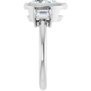 14k White Gold 1 5/8 CTW Pear and Emerald-Cut Diamond Three-Stone Ring with Bezel Setting