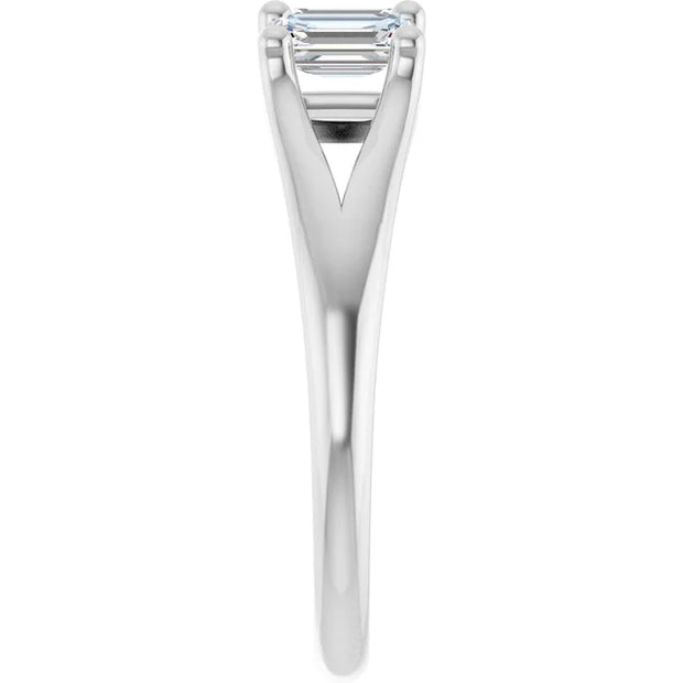 14k White Gold 1 CTW Emerald-Cut Three-Stone Diamond Ring