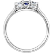 14k White Gold 1 CTW Emerald-Cut Three-Stone Diamond Ring