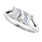 14k White Gold 1 CTW Emerald-Cut Three-Stone Diamond Ring