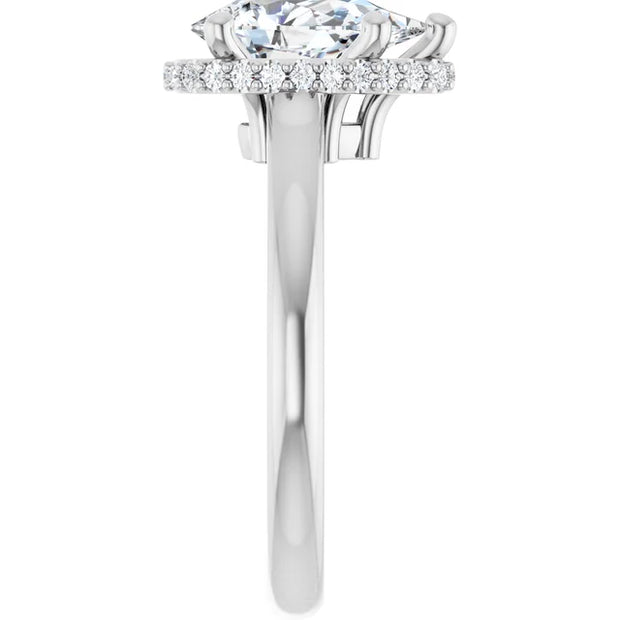 14k White Gold 1 CTW Pear-Shaped Diamond Halo Ring