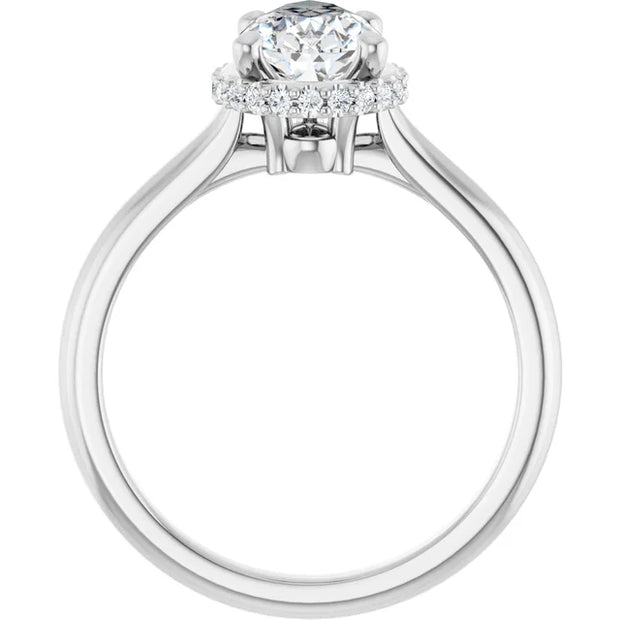 14k White Gold 1 CTW Pear-Shaped Diamond Halo Ring