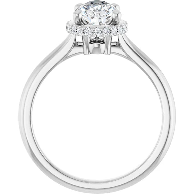 14k White Gold 1 CTW Pear-Shaped Diamond Halo Ring