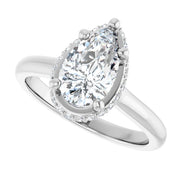 14k White Gold 1 CTW Pear-Shaped Diamond Halo Ring