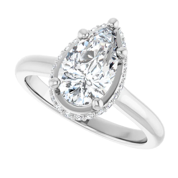 14k White Gold 1 CTW Pear-Shaped Diamond Halo Ring