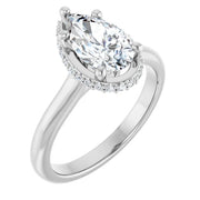 14k White Gold 1 CTW Pear-Shaped Diamond Halo Ring