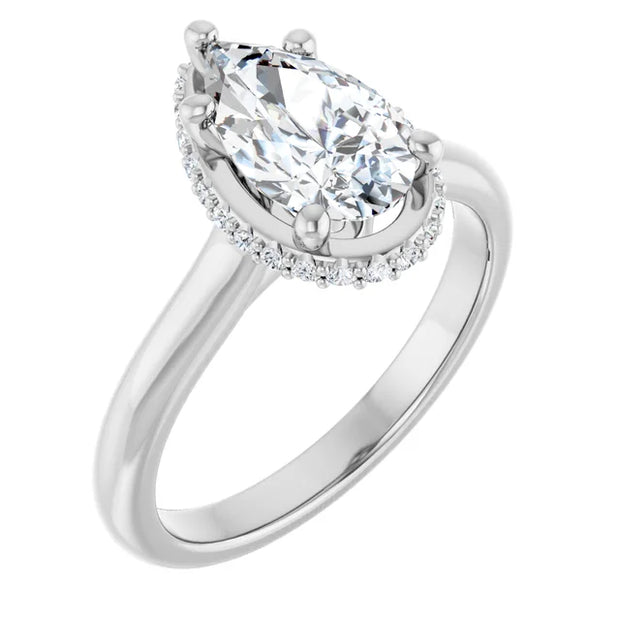 14k White Gold 1 CTW Pear-Shaped Diamond Halo Ring