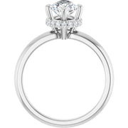 14k White Gold 1 CTW Pear-Shaped Diamond Halo Ring with 4-Prong Setting