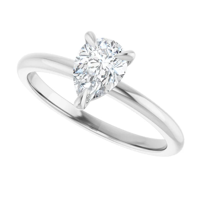 14k White Gold 1/2 CT Pear-Shaped Diamond Solitaire Ring