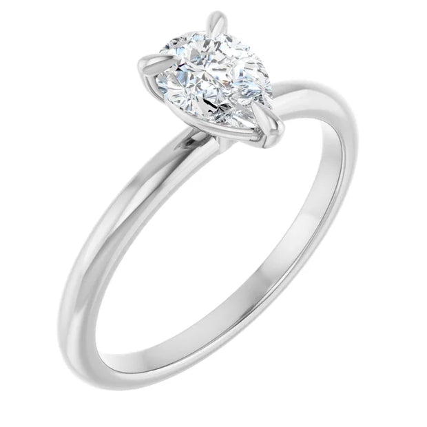 14k White Gold 1/2 CT Pear-Shaped Diamond Solitaire Ring