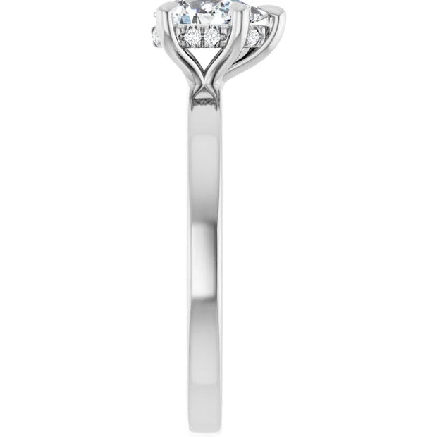 14k White Gold 1/2 CTW Pear-Shaped Diamond Solitaire Ring with 5-Prong Claw Setting