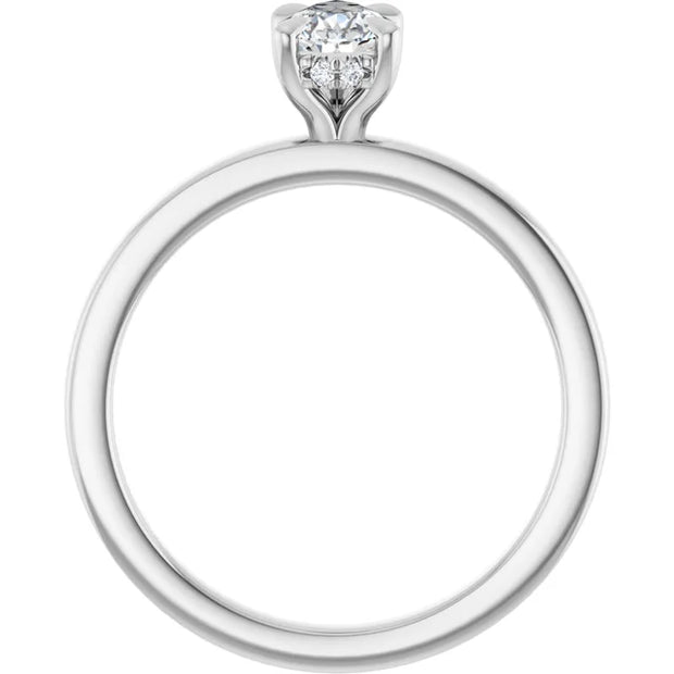 14k White Gold 1/2 CTW Pear-Shaped Diamond Solitaire Ring with 5-Prong Claw Setting