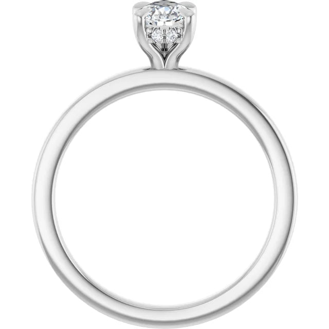 14k White Gold 1/2 CTW Pear-Shaped Diamond Solitaire Ring with 5-Prong Claw Setting