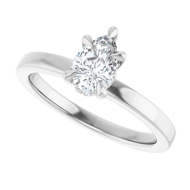 14k White Gold 1/2 CTW Pear-Shaped Diamond Solitaire Ring with 5-Prong Claw Setting