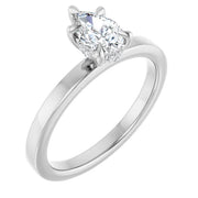 14k White Gold 1/2 CTW Pear-Shaped Diamond Solitaire Ring with 5-Prong Claw Setting
