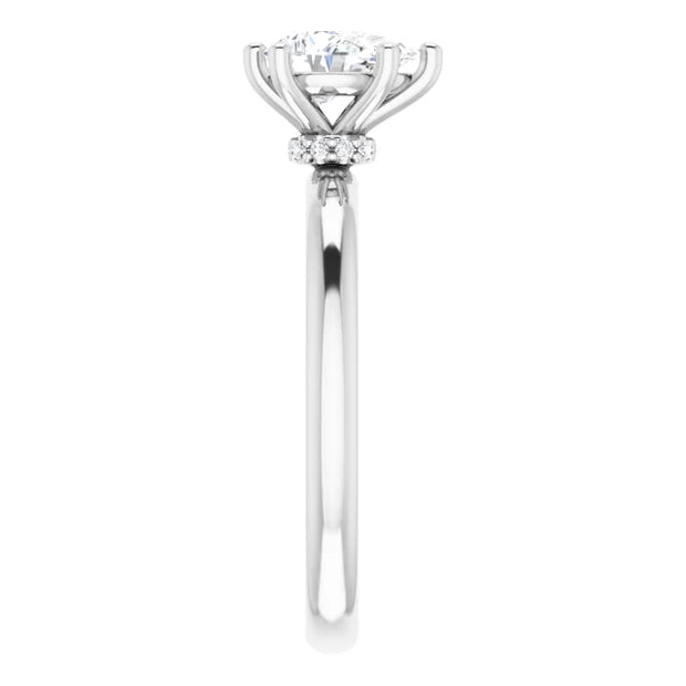 14k White Gold 1/2 CTW Pear-Shaped Diamond Solitaire Ring with 6-Prong Setting