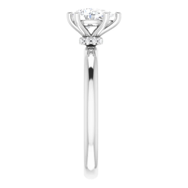 14k White Gold 1/2 CTW Pear-Shaped Diamond Solitaire Ring with 6-Prong Setting