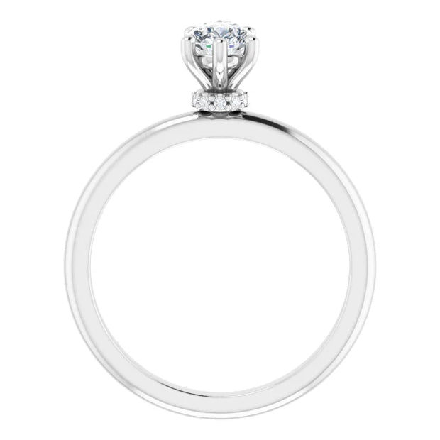14k White Gold 1/2 CTW Pear-Shaped Diamond Solitaire Ring with 6-Prong Setting