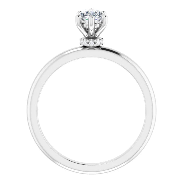 14k White Gold 1/2 CTW Pear-Shaped Diamond Solitaire Ring with 6-Prong Setting
