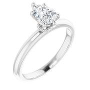 14k White Gold 1/2 CTW Pear-Shaped Diamond Solitaire Ring with 6-Prong Setting