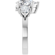 14k White Gold 2 CTW Pear-Shaped Diamond Three-Stone Ring with Bezel Accents