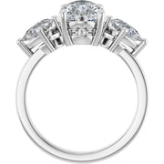 14k White Gold 1/2 CTW Pear-Shaped Diamond Three-Stone Ring with Tapered Band