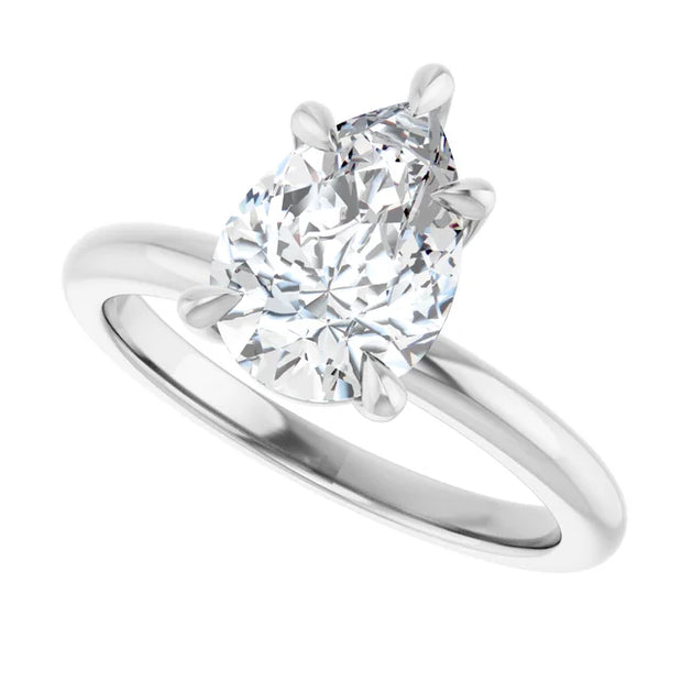 14k White Gold 1/3 CTW Pear-Shaped Diamond Solitaire Ring with 5-Prong Claw Setting