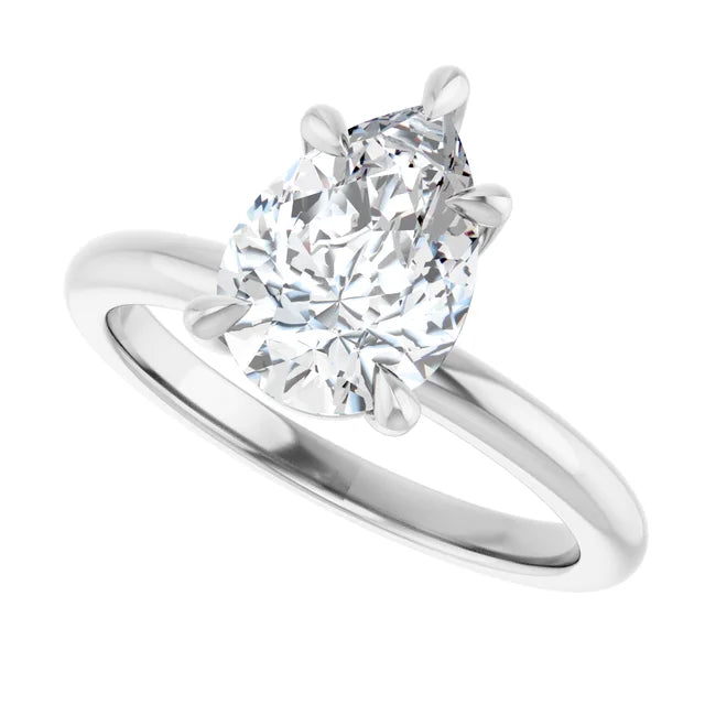 14k White Gold 1/3 CTW Pear-Shaped Diamond Solitaire Ring with 5-Prong Claw Setting