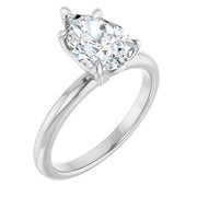 14k White Gold 1/3 CTW Pear-Shaped Diamond Solitaire Ring with 5-Prong Claw Setting