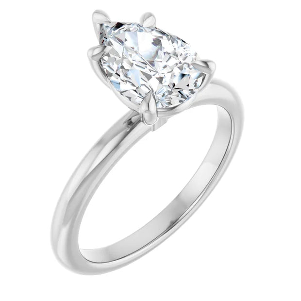 14k White Gold 1/3 CTW Pear-Shaped Diamond Solitaire Ring with 5-Prong Claw Setting