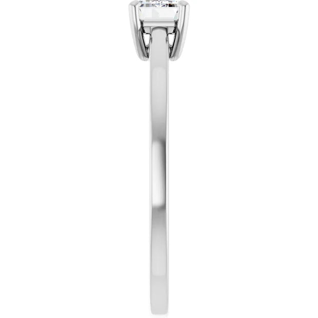 14k White Gold 5/8 CT Emerald-Cut Diamond Solitaire Ring