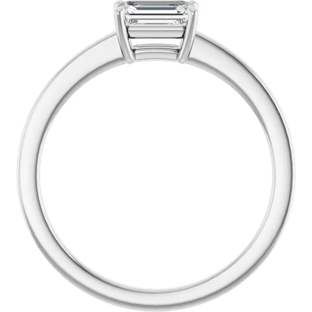 14k White Gold 5/8 CT Emerald-Cut Diamond Solitaire Ring