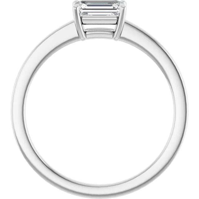 14k White Gold 5/8 CT Emerald-Cut Diamond Solitaire Ring