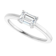 14k White Gold 5/8 CT Emerald-Cut Diamond Solitaire Ring