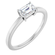 14k White Gold 5/8 CT Emerald-Cut Diamond Solitaire Ring