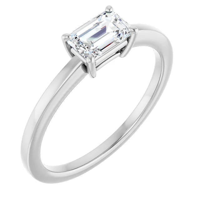 14k White Gold 5/8 CT Emerald-Cut Diamond Solitaire Ring