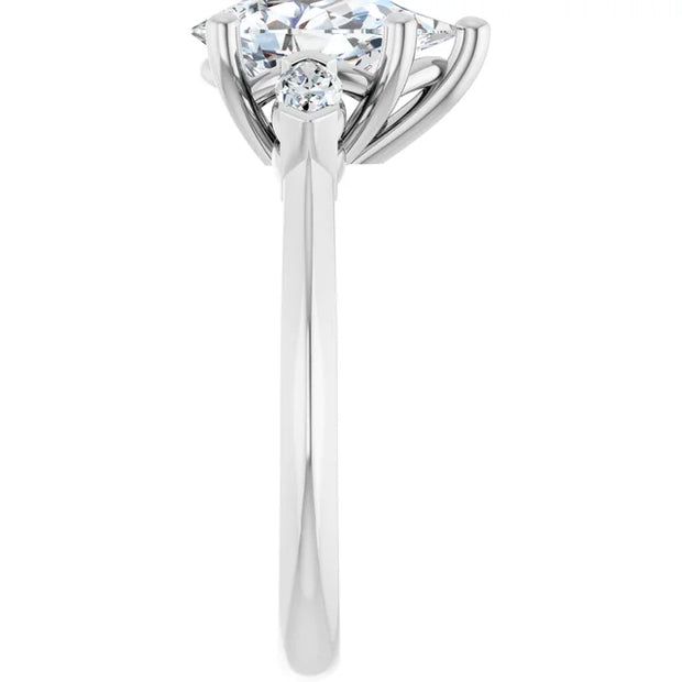 14k White Gold 5/8 CTW Pear-Shaped and Marquise Diamond Three-Stone Ring