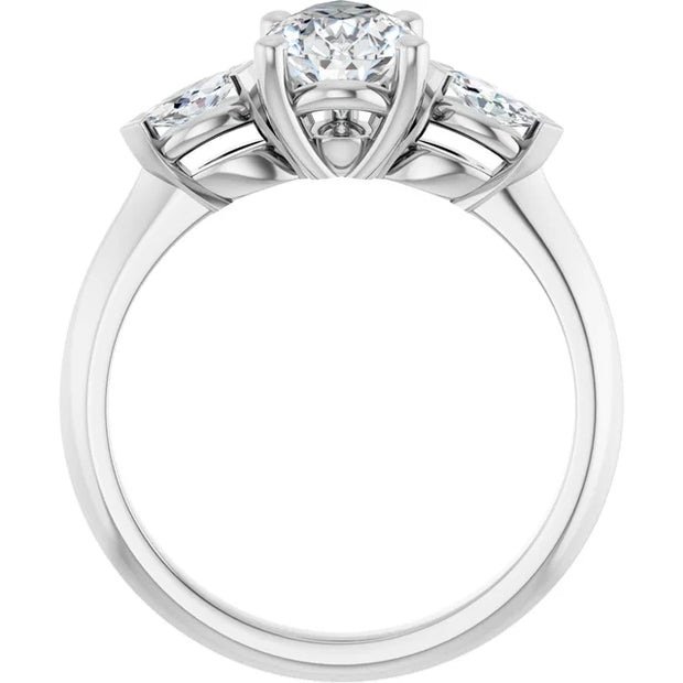 14k White Gold 5/8 CTW Pear-Shaped and Marquise Diamond Three-Stone Ring