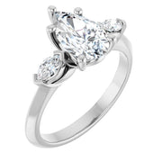 14k White Gold 5/8 CTW Pear-Shaped and Marquise Diamond Three-Stone Ring