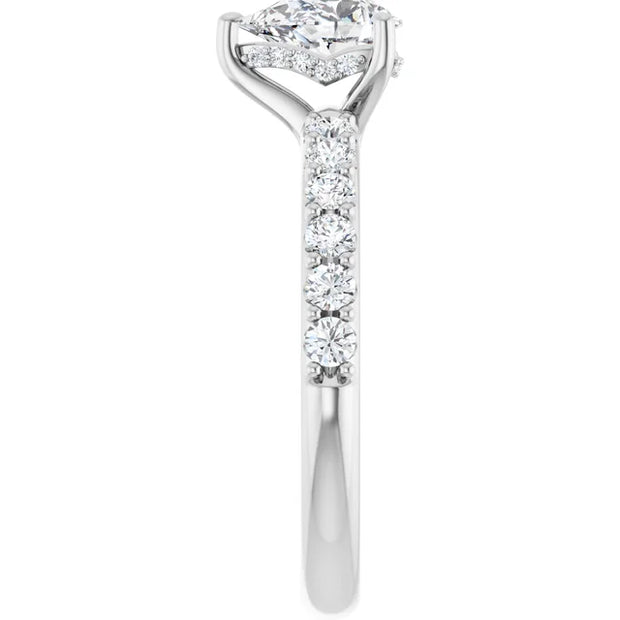 14k White Gold 9/10 CTW Pear-Shaped Diamond Engagement Ring with Accents