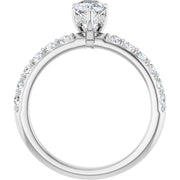 14k White Gold 9/10 CTW Pear-Shaped Diamond Engagement Ring with Accents