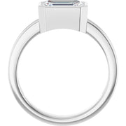 14k White Gold Bezel-Set 1 1/4 CT Emerald-Cut Diamond Ring with Split Shank