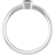 14k White Gold Bezel-Set Emerald-Cut Diamond Solitaire Ring
