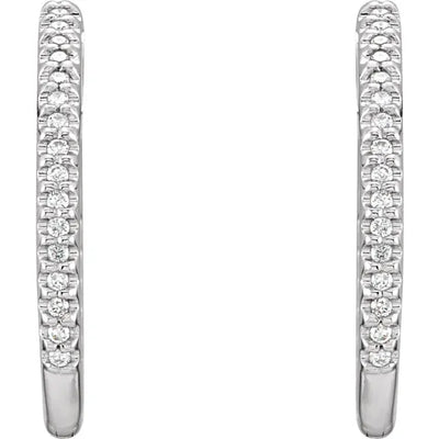 14K White Gold 3/8 CTW Natural Diamond Inside-Outside Hoop Earrings