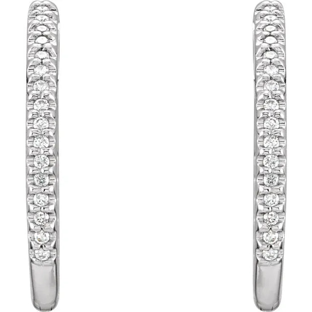 14K White Gold 3/8 CTW Natural Diamond Inside-Outside Hoop Earrings
