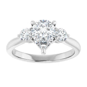 14k White Gold 1 1/4 CTW Pear-Shaped Diamond Three-Stone Ring