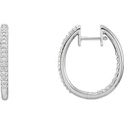 14K White Gold 3/8 CTW Natural Diamond Inside-Outside Hoop Earrings