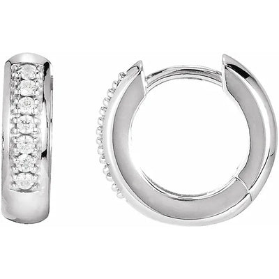 14K White Gold 1/8 CTW Natural Diamond 12.6 mm Huggie Earrings