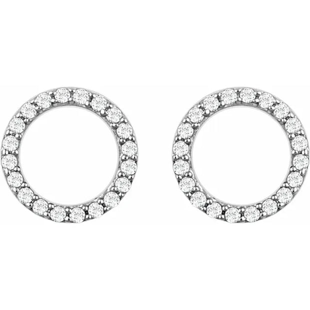 14K White Gold 1/5 CTW Natural Diamond Circle Drop Earrings