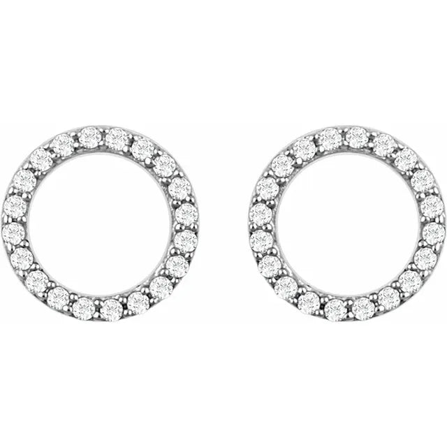 14K White Gold 1/5 CTW Natural Diamond Circle Drop Earrings